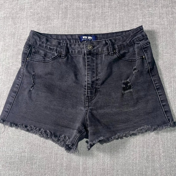 Wax Jean Pants - Wax Jean Cut Off Shorts Womens XL Gray Denim Cotton High Rise Distressed Pockets